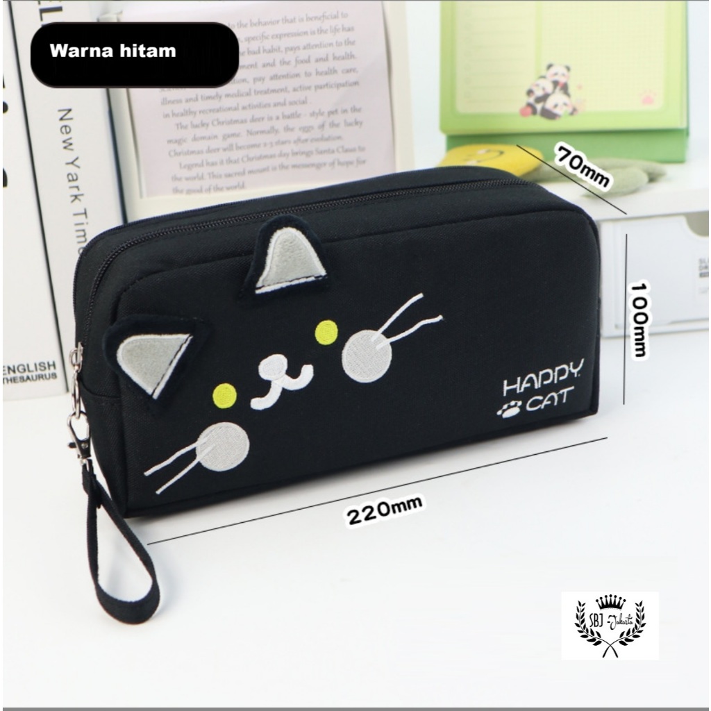 

Tempat pensil kotak pensil happy cat double layer kapasitas besar pencil case