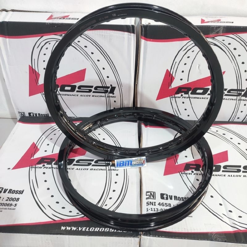 SEPASANG VELEK VELG ROSSI HITAM GLOSSY 140/160/185.17,VELEK VELG VROSSI HITAM GLOSSY GILAP 140/160 R