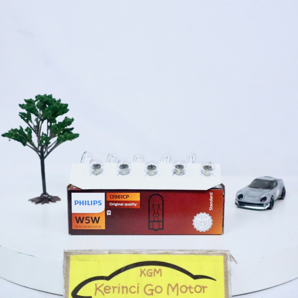 Philips W5W 24 Volt 5 Watt 13961CP Bohlam T10 Tancap Kaki 1 Kecil Lampu Senja Mobil Original