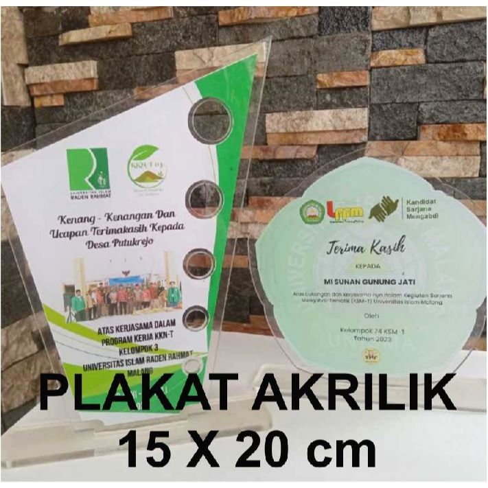 Plakat Akrilik Desain Custom uk. 15 x 20 cm Tebal 2mm untuk Wisuda Lomba Event dll