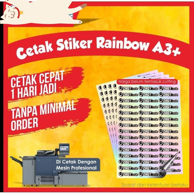 

CETAK STIKER HOLOGRAM RAINBOW A3+ GRAFTAC GLOSSY SEHARI JADI
