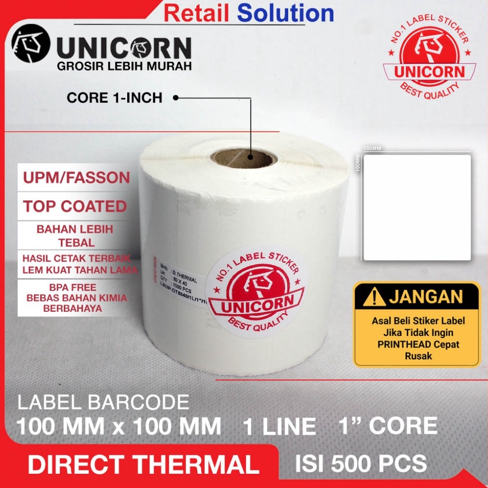 

Unicorn Kertas Stiker Resi Label Thermal Shopee 1x1 1 x 1 mm 4x4 inch ART Y2C2
