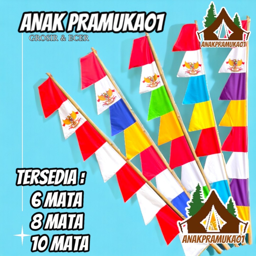 Umbul umbul 6 / 8 / 10 mata merah putih dan warna warni