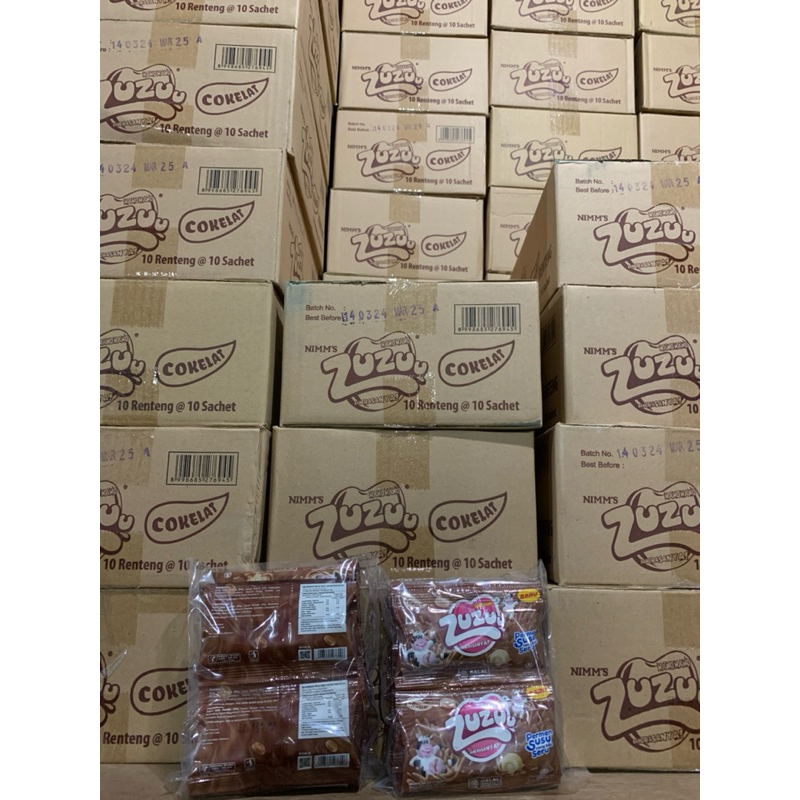 

Permen Susu Rasa Coklat Nano Nano Zuzu kemasan 1 plastik isi 10 bungkus.