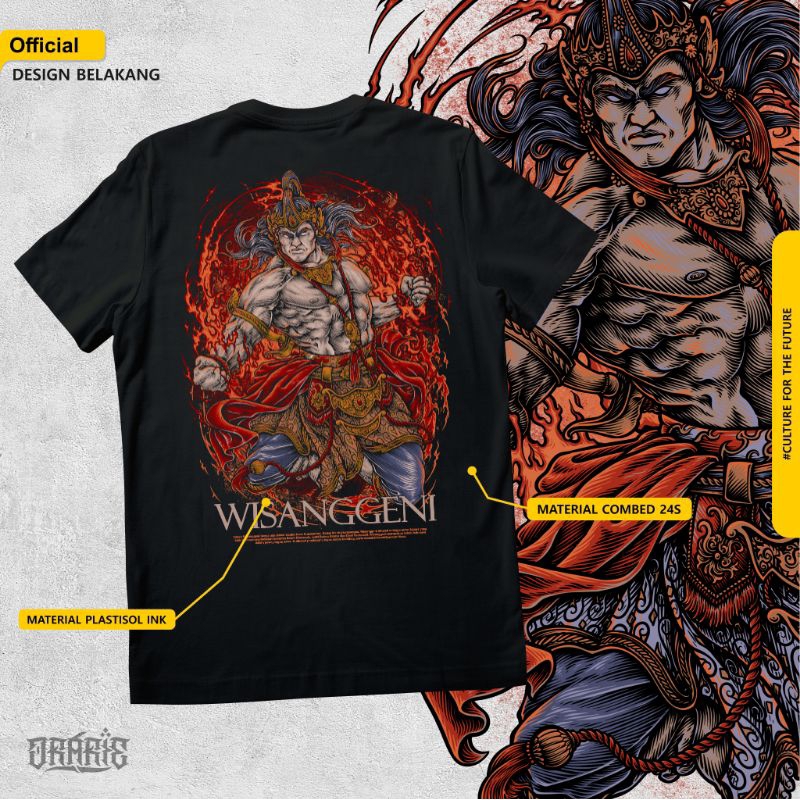 orarie kaos Wisanggenii Hitam Katun Combed 24s