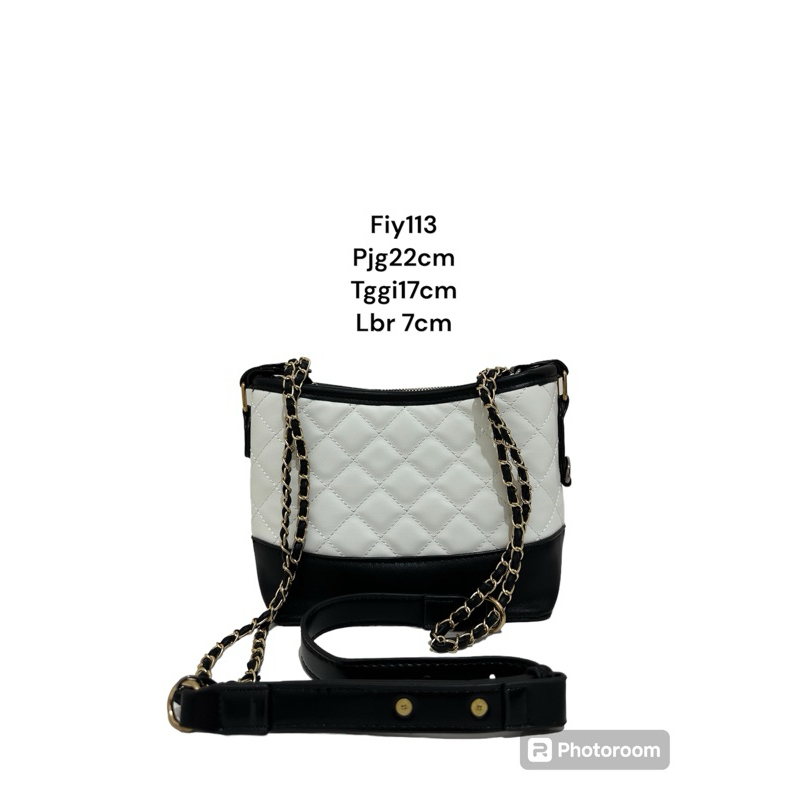 tas wanita import hitam putih selempang/bahu