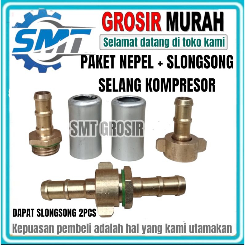 PAKET NEPLE SAMBUNG+SLONGSONG SELANG KOMPRESOR