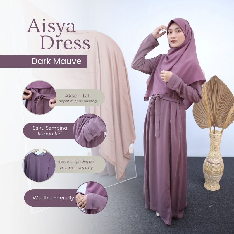 Azrani Hijab - Aisya Dress Gamis Remaja Wanita Muslimah Syar'i Terbaru Polos Simpel Kekinian