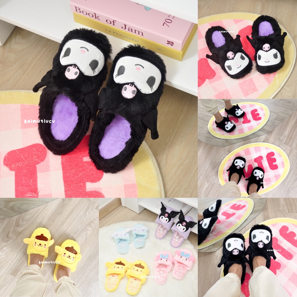 BALMUTLUCU Slippers Sendal Rumah Kamar Indoor Empuk Nyaman Karakter Kuromi My Melody Cinnamoroll