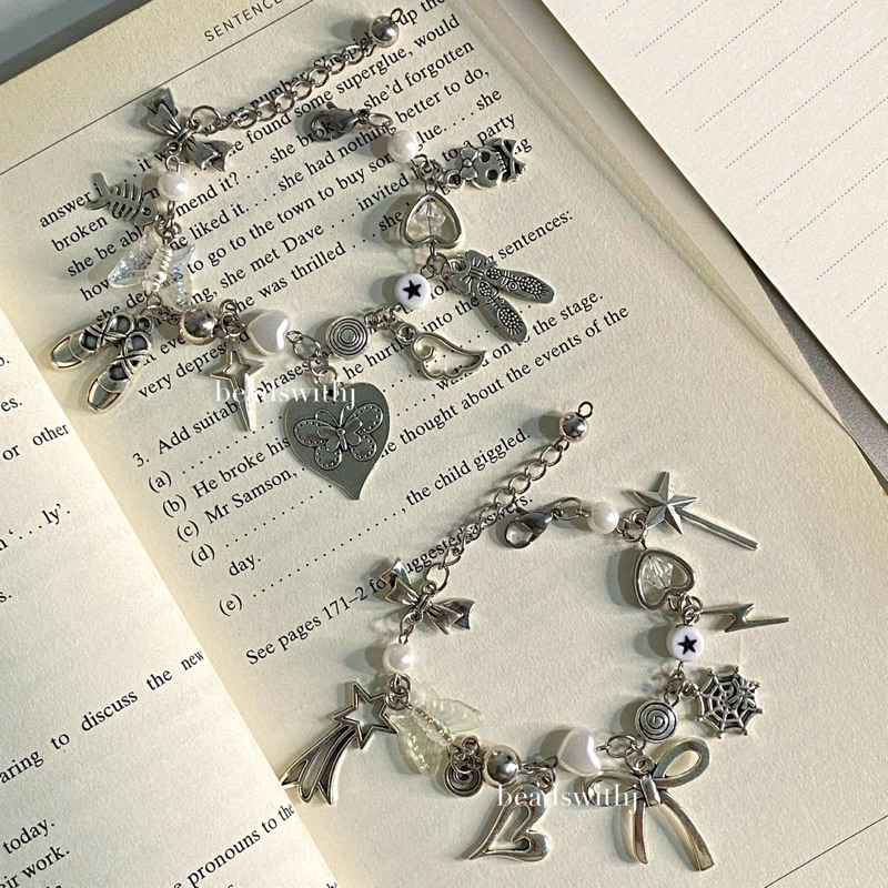 Silver Charm Bracelet | Gelang Manik | Gelang Aesthetic | Gelang Charm