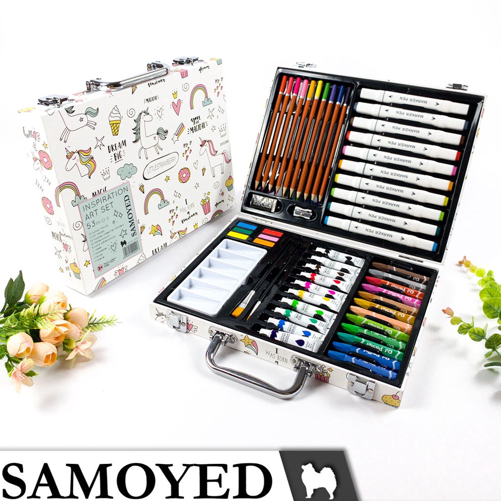 

Peralatan Gambar Warna Lukis Krayon Spidol Pensil Warna Cat Air Padat Cake Blocks Solid Kotak Koper Aesthetic Inspiration Art Set Samoyed INSSU53 ART J9V1