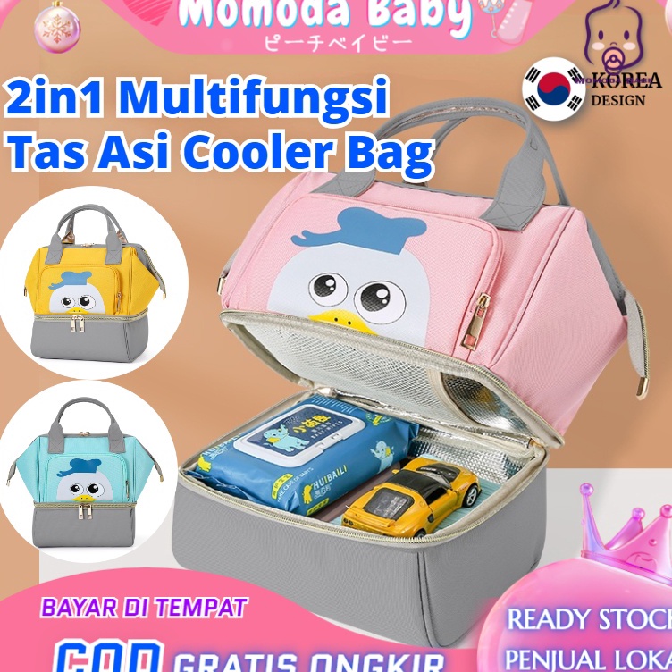 MOMO Tas Asi Cooler Bag Dan Tas Bayi 2in1 Multifungsi Fashion Cooler Bag Asi  Diaper Bag Ransel Tas 