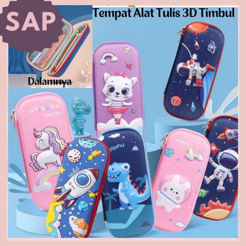 

KOTAK Tempat Alat Tulis Sekolah PENSIL pulpen Anak gambar 3d Timbul bahan Eva MOTIF KARAKTER
