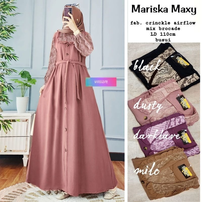 Devstore Grosir Kediri gamis Crinkle Airflow Brukat Mariska adem nyaman dipakai