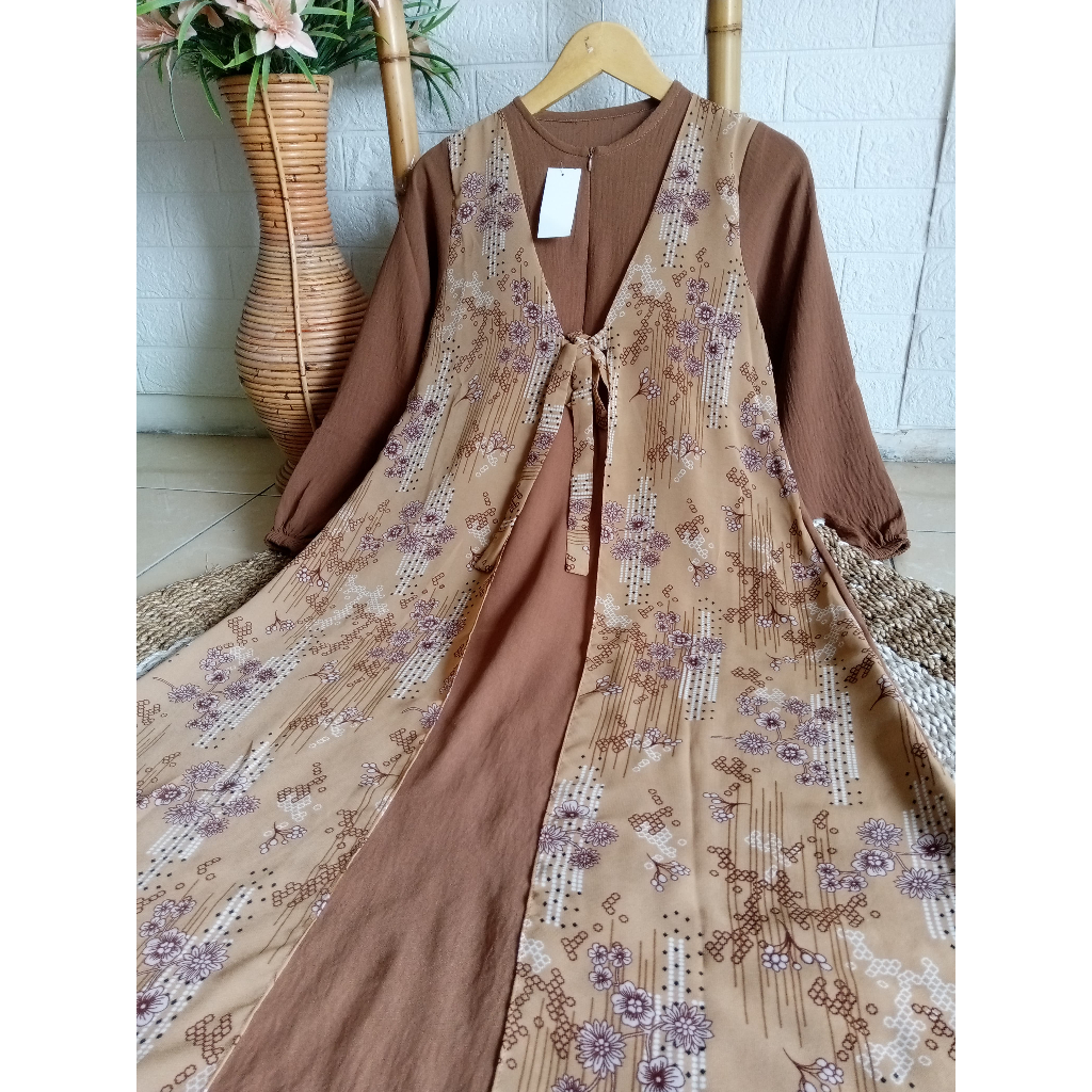 Gamis crinkle airflow mix ceruti gamis couple ibu dan anak