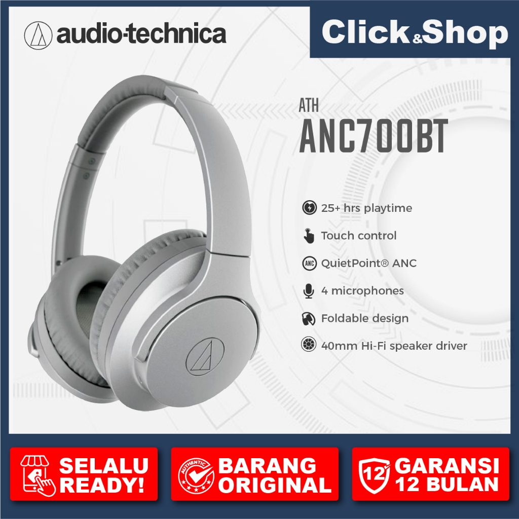 Audio-Technica ATH-ANC700BT Headphone Over-Ear Wireless Noise Cancelling Hitam