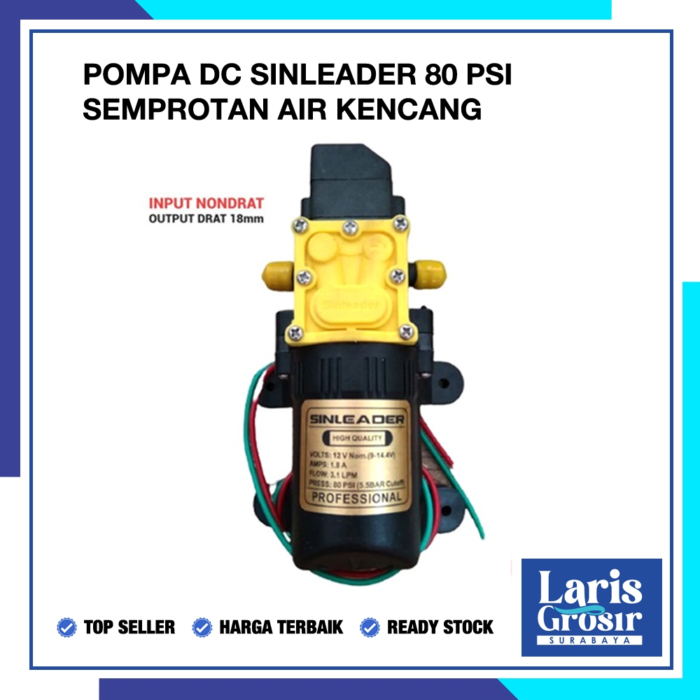Sinleader Pompa DC 12v 80psi Alat Siram Misting Steam Sprayer Not Hiu - Bevel to Drat