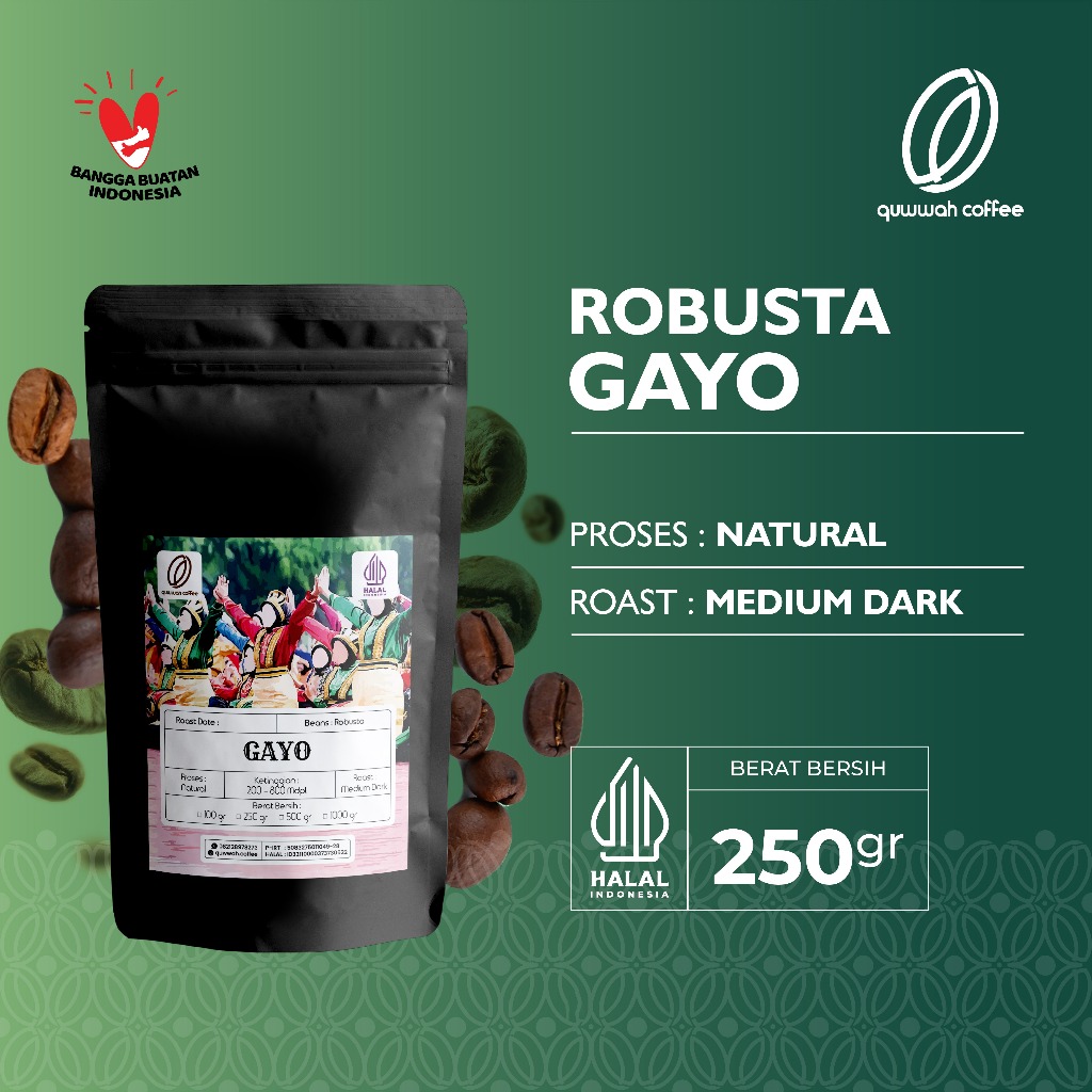 

Biji Kopi Bubuk Fine Robusta Gayo Aceh Robusta Coffee Beans Single Origin Coffee Roast Bean Tubruk Espresso 250 gram