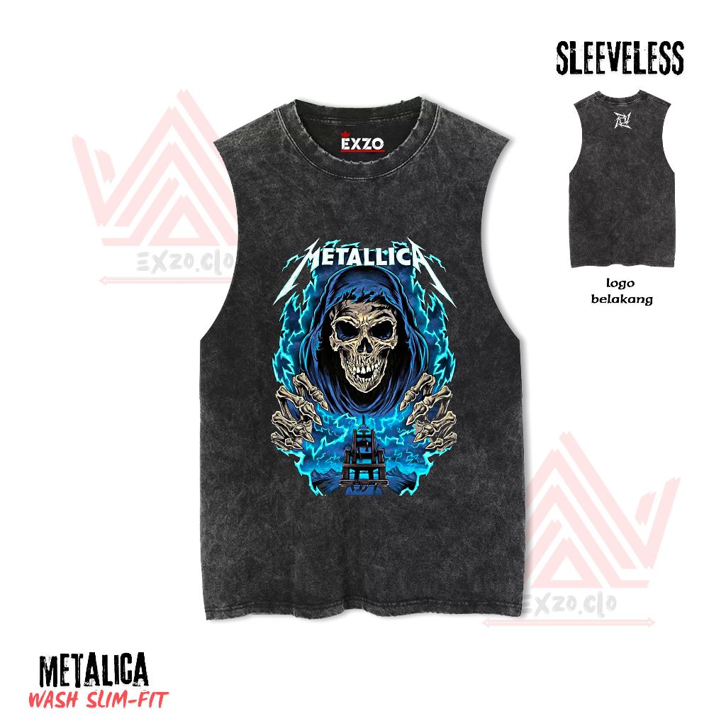 HPY EXZO kaos METALLICA sleeveless tshirt Singlet Pria muscle tees kaos WASHED T-SHIRT