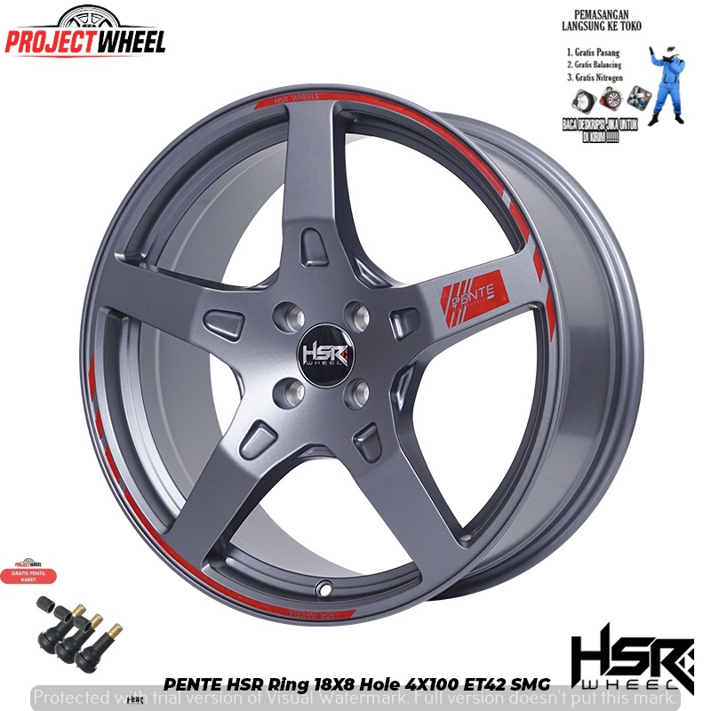 VELG MOBIL PROMO HSR PENTE R18 BARU PCD 4X100 ALVEZ , FREED , MOBILIO , DLL