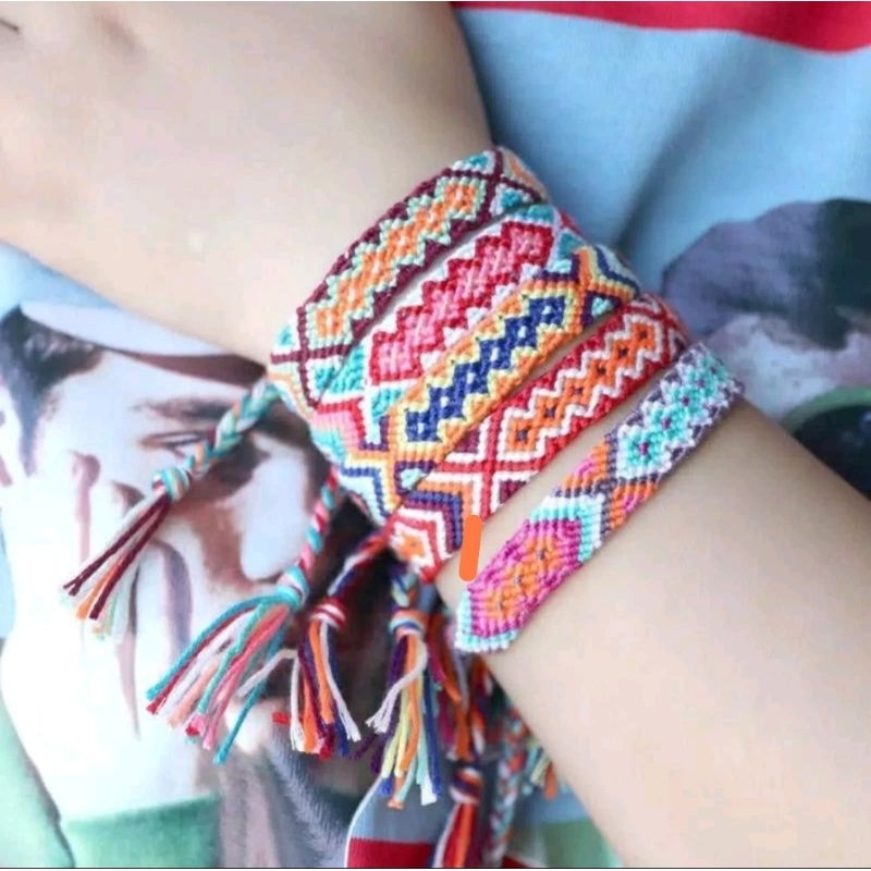 Gelang Etnik Simple Pria / Wanita Unisex Model Bohemian Gelang Rajut  Khas Lombok Adjustable
