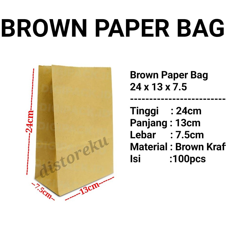 

Terdepan ISI 1pcs KANTONG KES COKLAT BROWN PAPER BAG SOS FLAT GORENGAN KUE FOOD