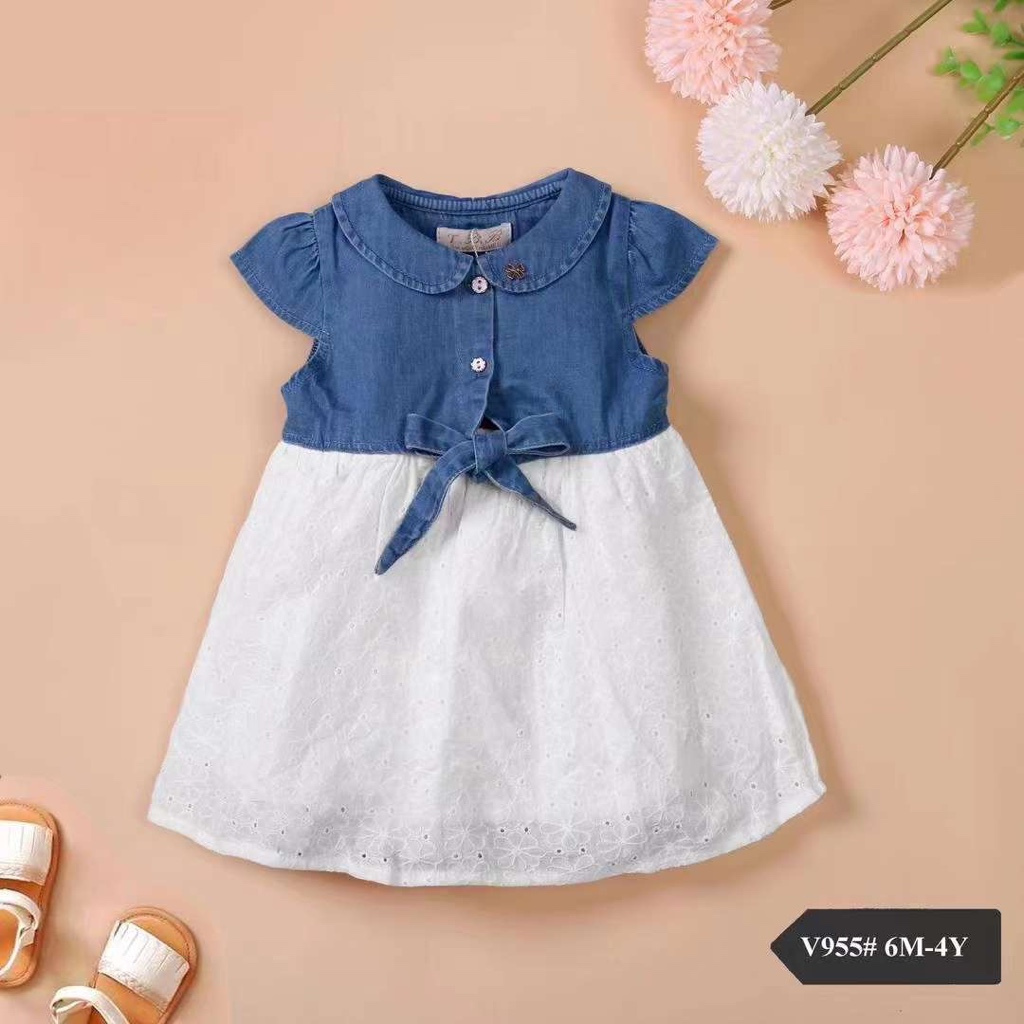 RIBBON JEANS DRESS | DRESS JEANS BAHAN RINGAN | DRESS ANAK PEREMPUAN| DRESS PITA | BGD020 | BGD021