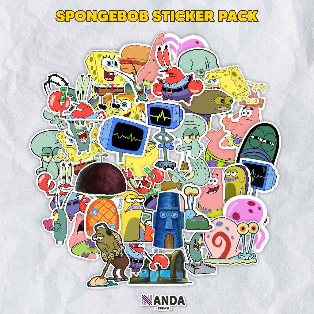 

[41 Pcs] Sticker Laptop/Mobil - Tema Spongebob Anti Air Vinyl Cutting
