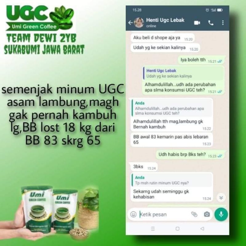 Umi Green Coffee Original 250 gram BPOM