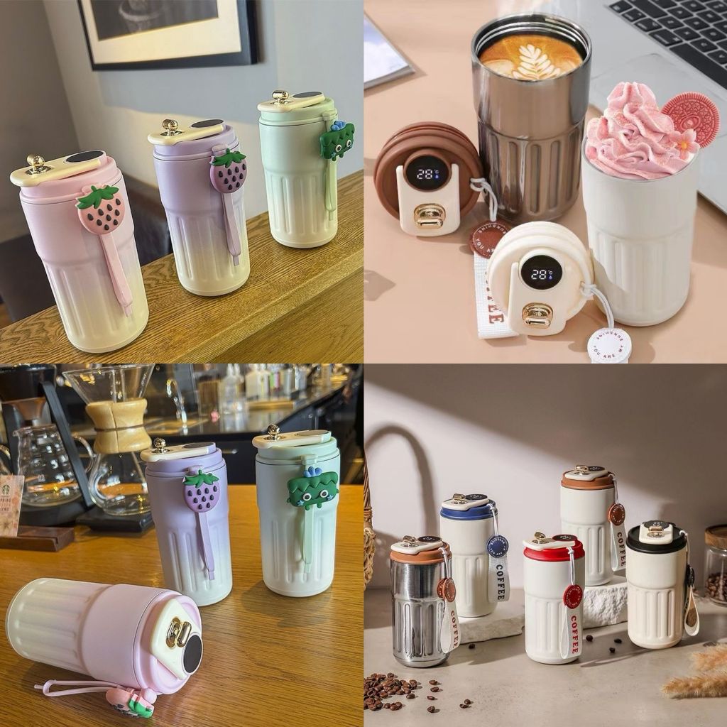 Tumbler Minum Kopi Aesthetic Smart LED 450ml 650ml Stainless Steel SUS 316 304