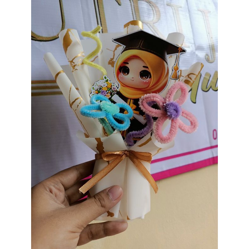 buket wisuda tk ukuran mini buket wisuda buket toppler buket bunga buket kawat bulu buket murah