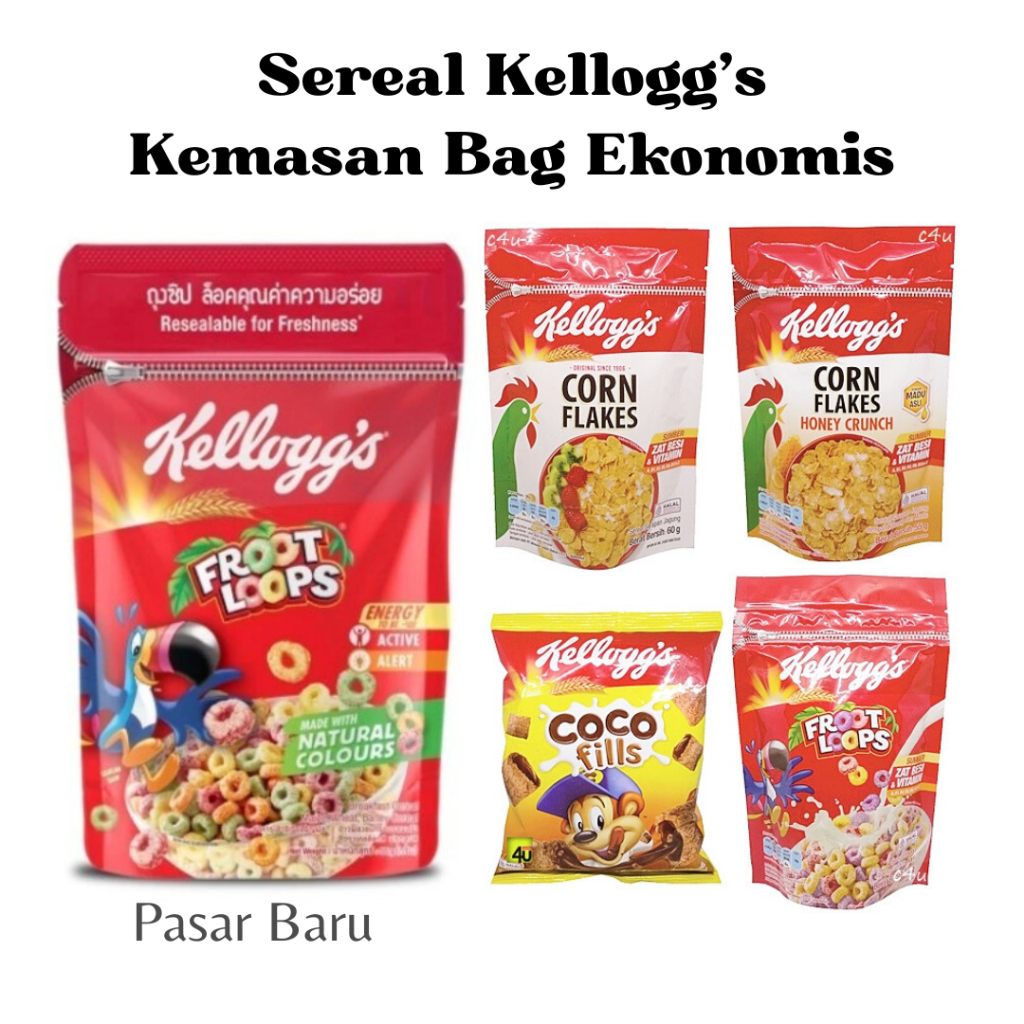 

Sereal Kelloggs Kemasan Ekonomis 55 gr - Froot Loops - Kelogs Honey - Sarapan Sehat Kaya Vitamin - TERMURAH