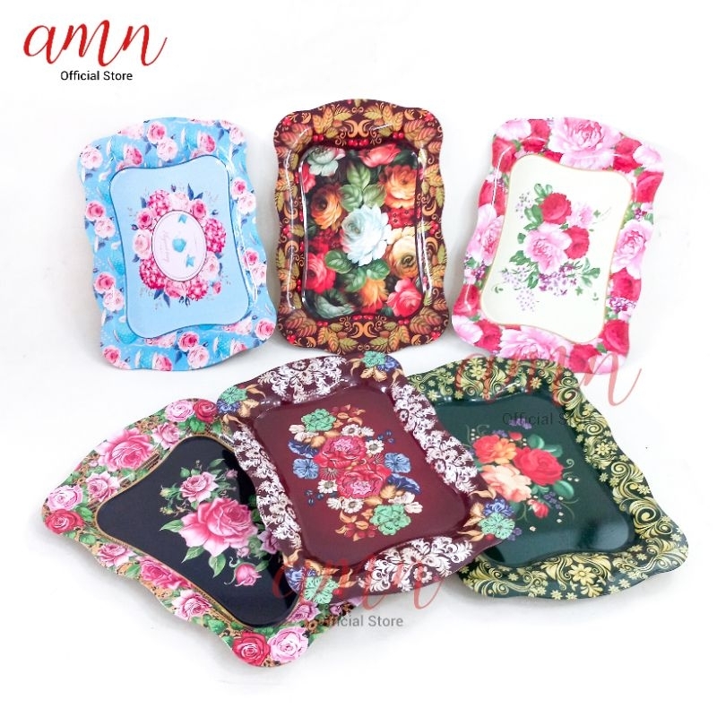 Nampan Baki Cantik Lucu Motif Bunga / Nampan Segi Kembang / Baki Kembang Printing Anti Gores