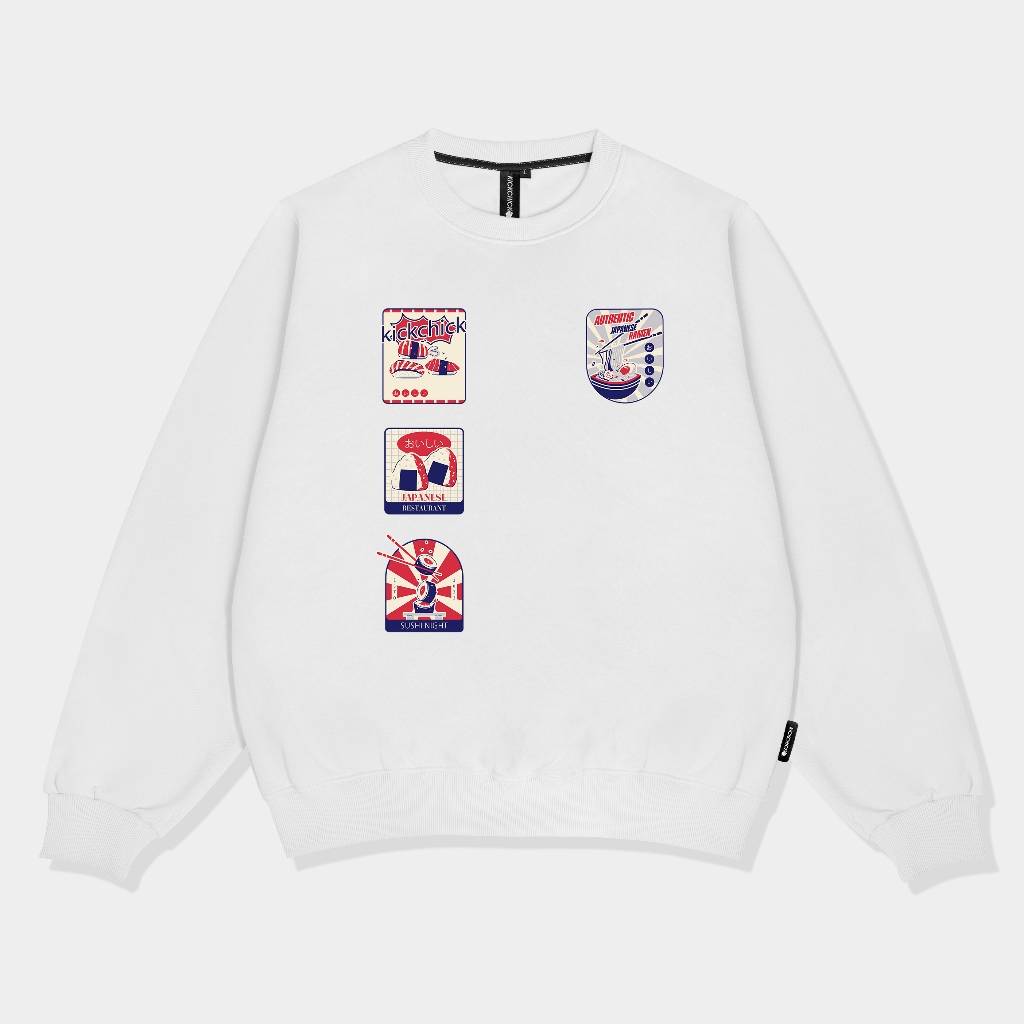 Kickchick Crewneck Sushi Black & White Sweater | Sweatshirt | Outerwear Lengan Panjang | KCCN106