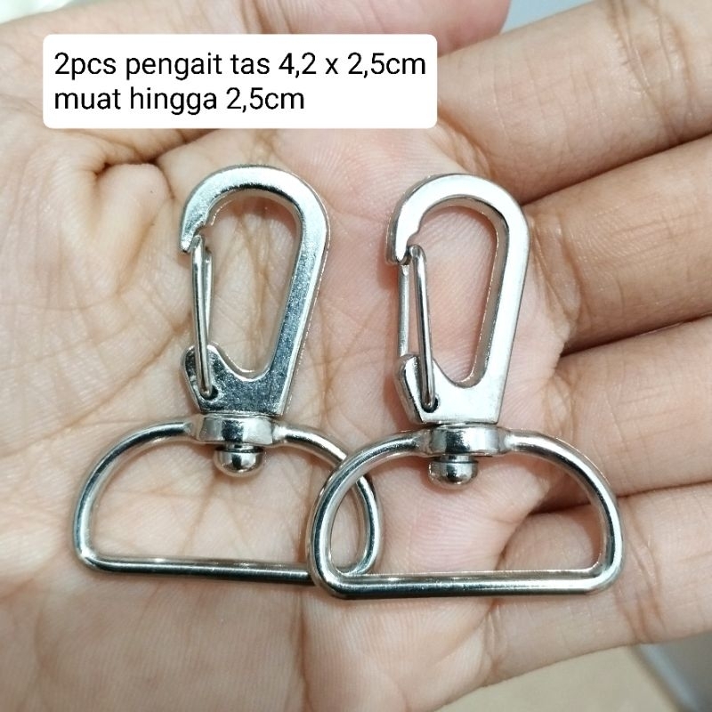 2 pcs pengait tas 4,2 x 2,5 cm / cantolan tas / pengait tas besi