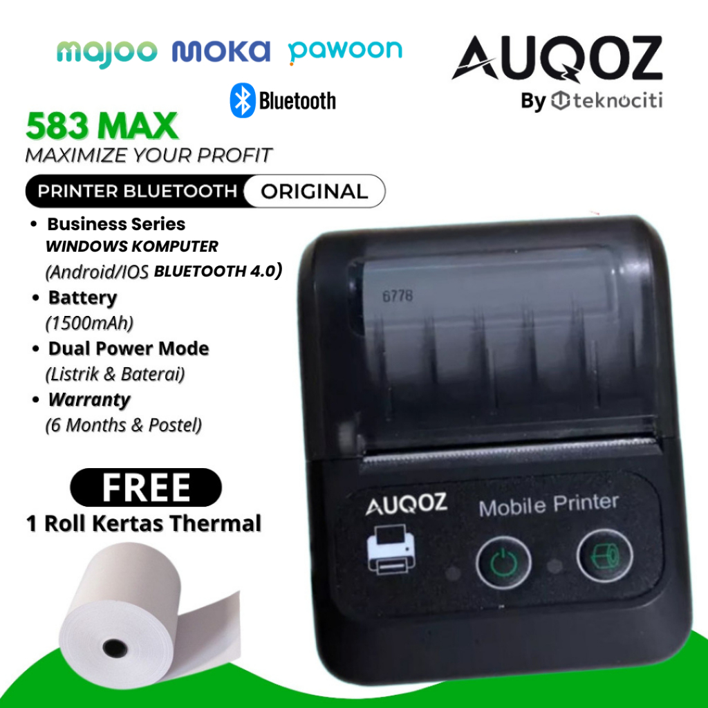 AUQOZ 583 Pro Bluetooth Thermal Printer Termal POS PPOB Original
