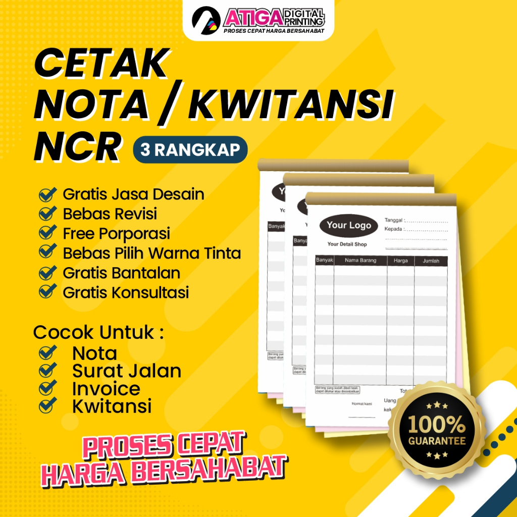 

Cetak Buku Nota 1 Rim 3 Rangkap / Kwitansi / Surat Jalan / Invoice NCR