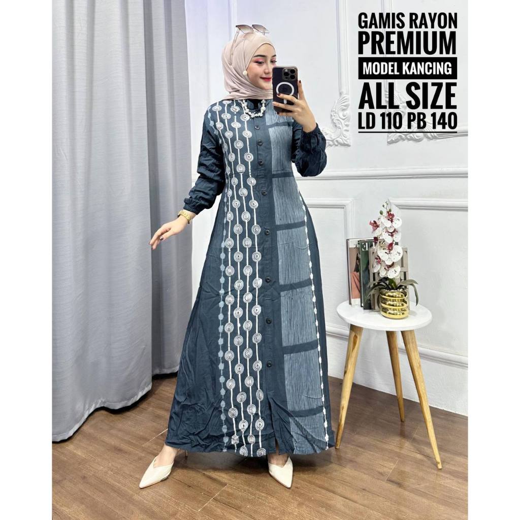Gamis Bahan Rayon Premium Halus Tebal Ukuran Fit To XL LD 110 Gamis Batik Cap Bahan Rayon Berkualita