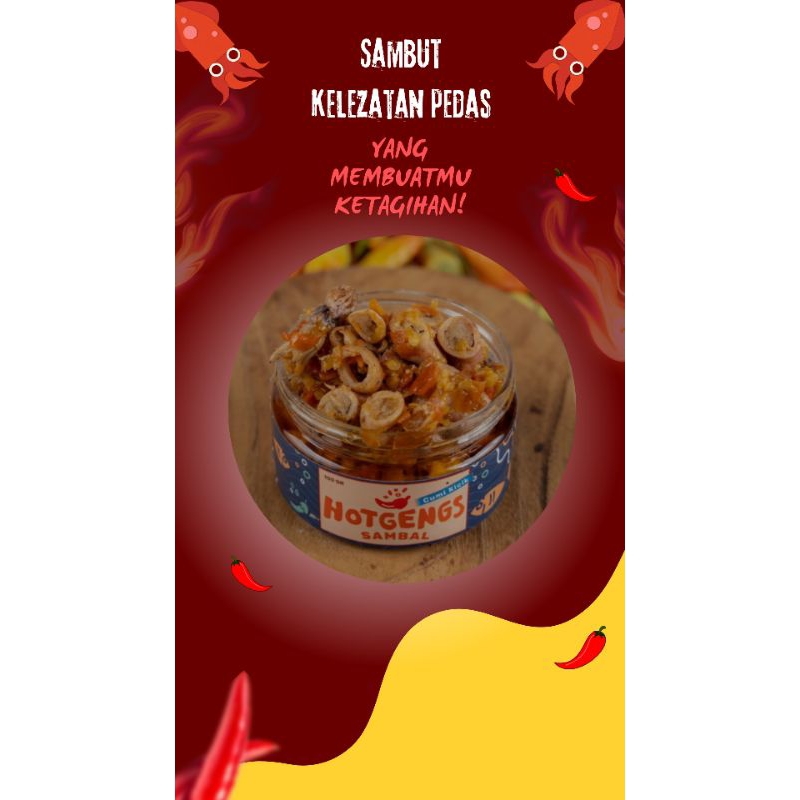 

Sambal HotGengs - Sambal Bawang Cumi Kicik 125 Gram. Sambal Pedas...