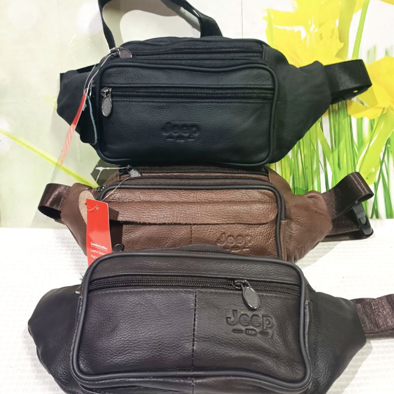 tas pinggang pria kulit jeep/tas dada kulit sapi asli/tas wisbag kulit jeep