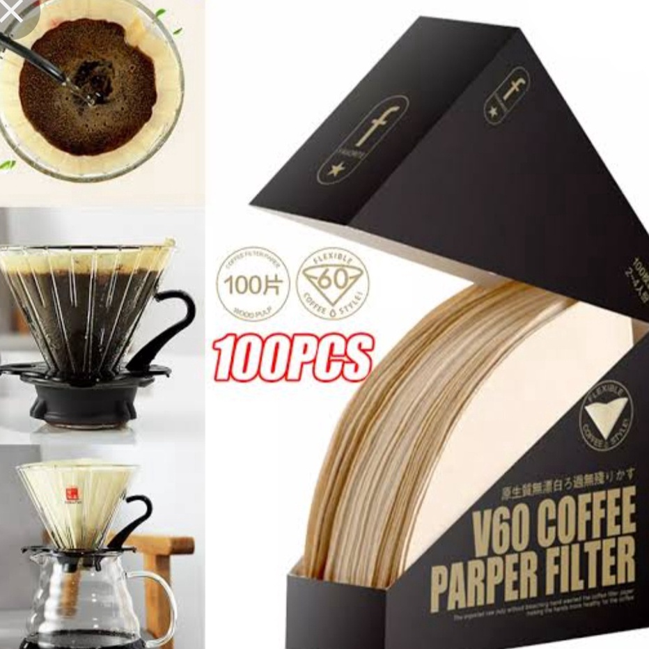 HOT Paper Filter V6 Coffee Kertas Saringan Kopi V6 Drip Coffee Size 12  1PCS White  Brown