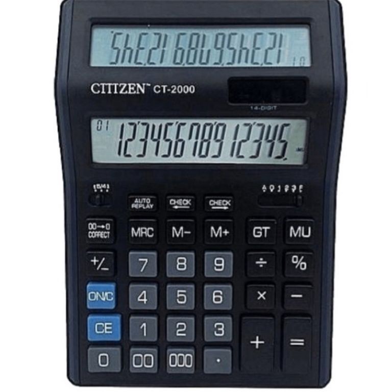 

ART I2F3 Kalkulator CITIZEN CT2 layar double size besar 14 digit memory check n correct calculator