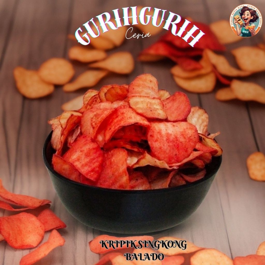 

KERIPIK SINGKONG PEDAS 50 - 250gr - CEMILAN PEDAS - GURIH GURIH CERIA