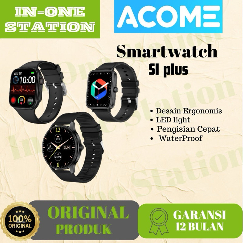 ACOME Sport Smart Watch Bluetooth Large Screen Monitor Kesehatan Touch Screen Long Standby Time-GARA