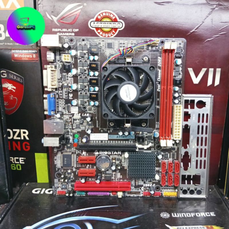 PAKET Motherboard AMD FM1 Biostar A55MH Processor APU A6-3500 Integrated Graphics HD 6530D DDr3
