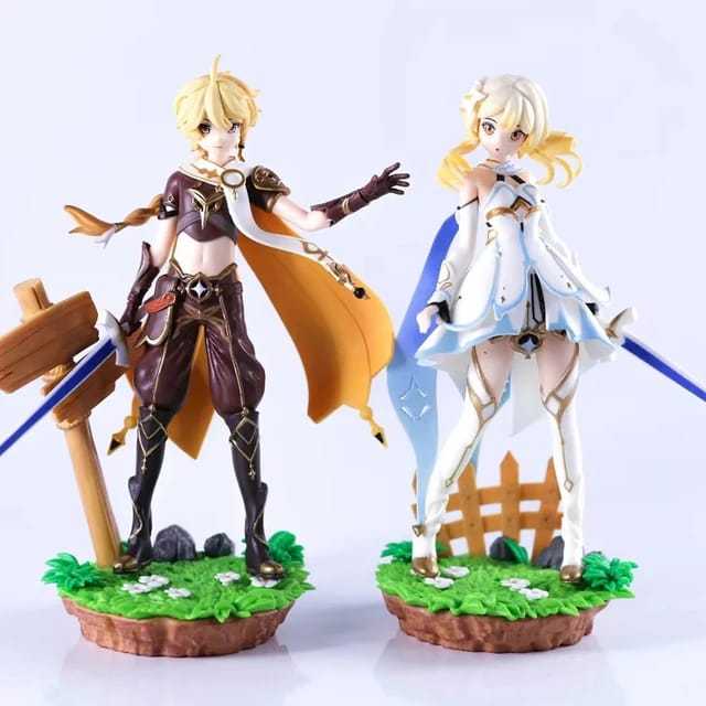 Action Figure Genshin Impact MC Aether Lumine Twins Game Anime Koleksi
