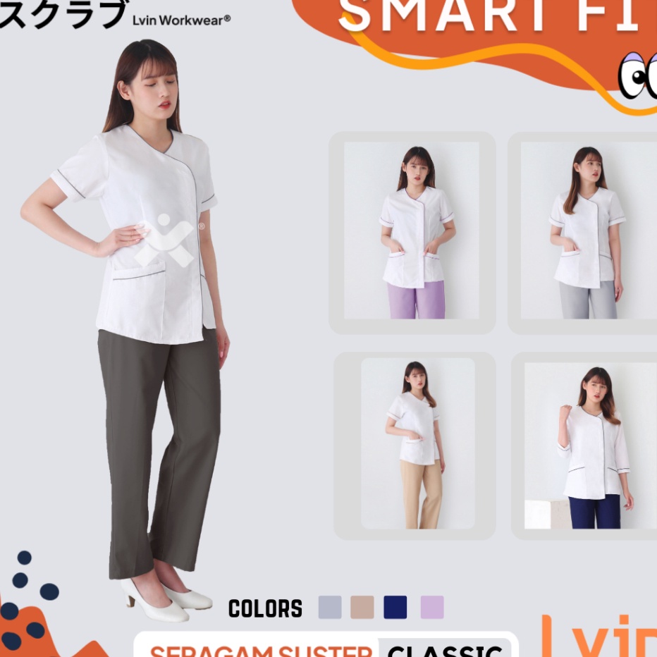 COD NEWPRODUCT Baju Seragam Suster Lvin New Classic Putih  Seragam Suster Lengan Pendek  seragam kli
