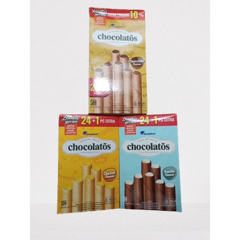 

Chocolatos Wafer Roll 1000 an Isi 24+1 pcs// Chocolatos Varian Rasa