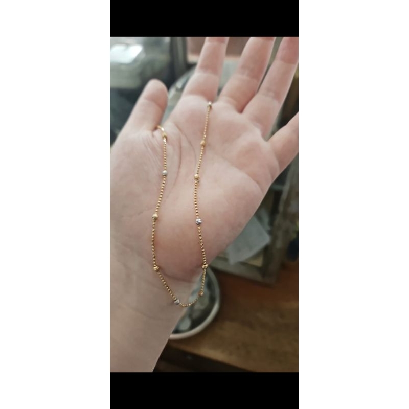 kalung pentol bola gold emas asli 700 70% 16k hwt love hati polos