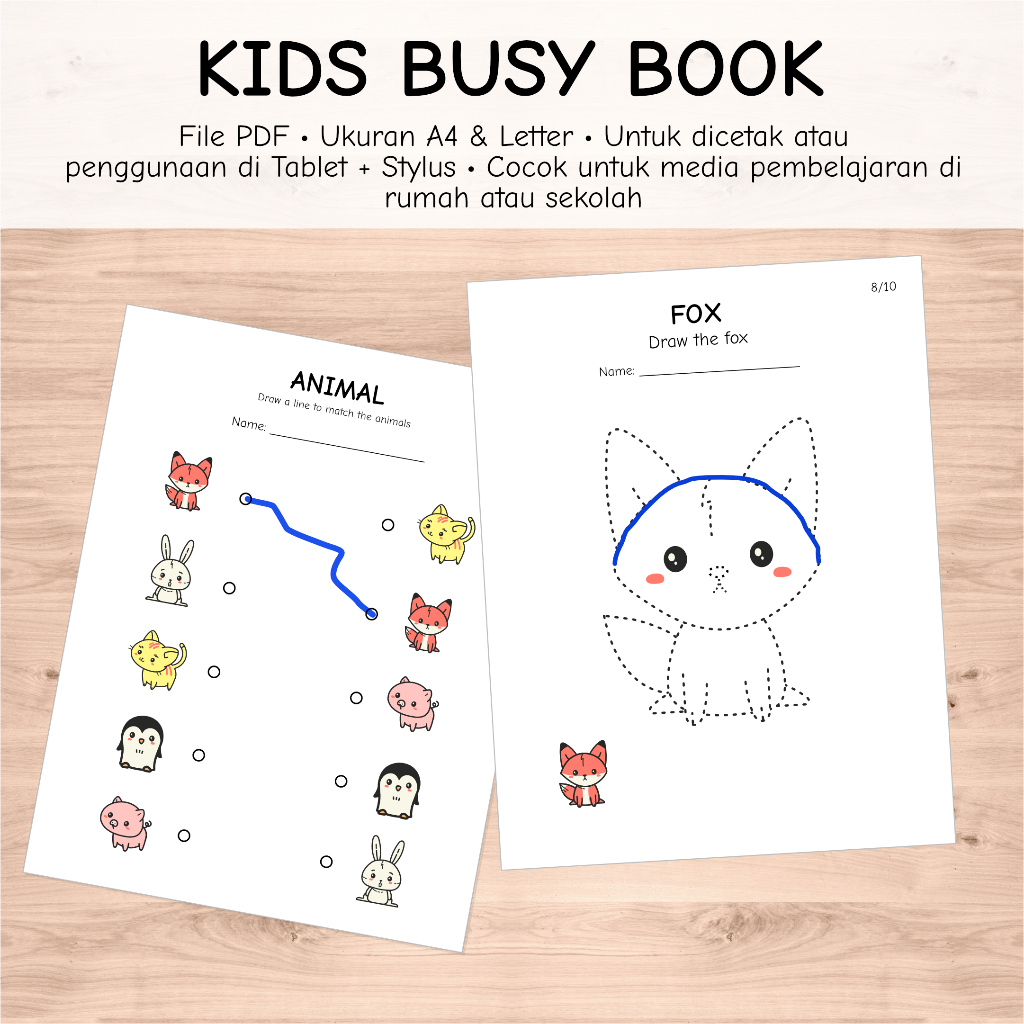 Buku Mewarnai Anak, Worksheet, Busy Book 2 Tahun Ke Atas Tinggal Cetak